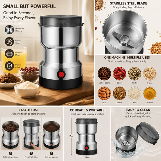 Stainless Steel Electric Grain & Spice Grinder
