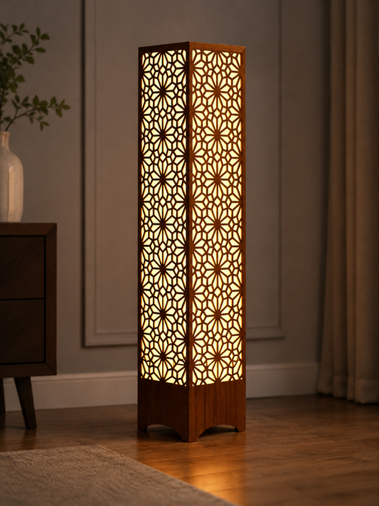Modern Wooden Geometric Floor Lamp
