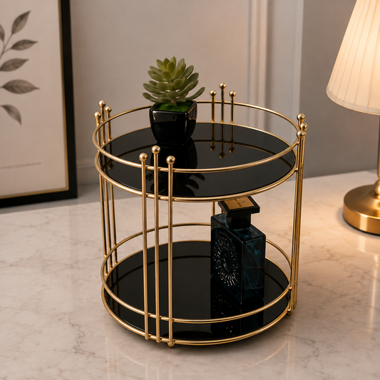 Elegant Gold 2-Tier Display Stand | Luxury Tabletop Organizer