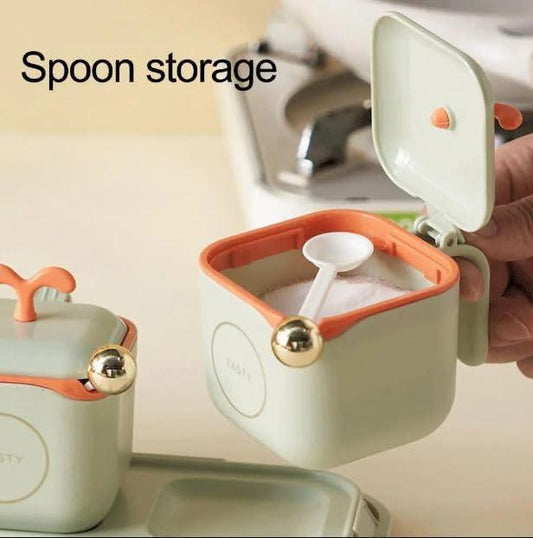 Premium 2-in-1 Airtight Seasoning Storage Box with Spoon