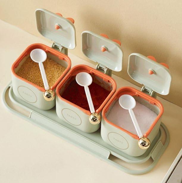 Premium 2-in-1 Airtight Seasoning Storage Box with Spoon