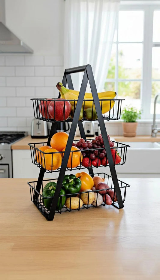 3-Tier Metal Fruit & Vegetable Basket Stand