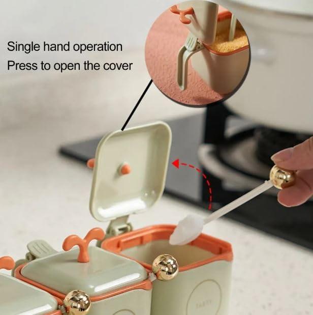Premium 2-in-1 Airtight Seasoning Storage Box with Spoon