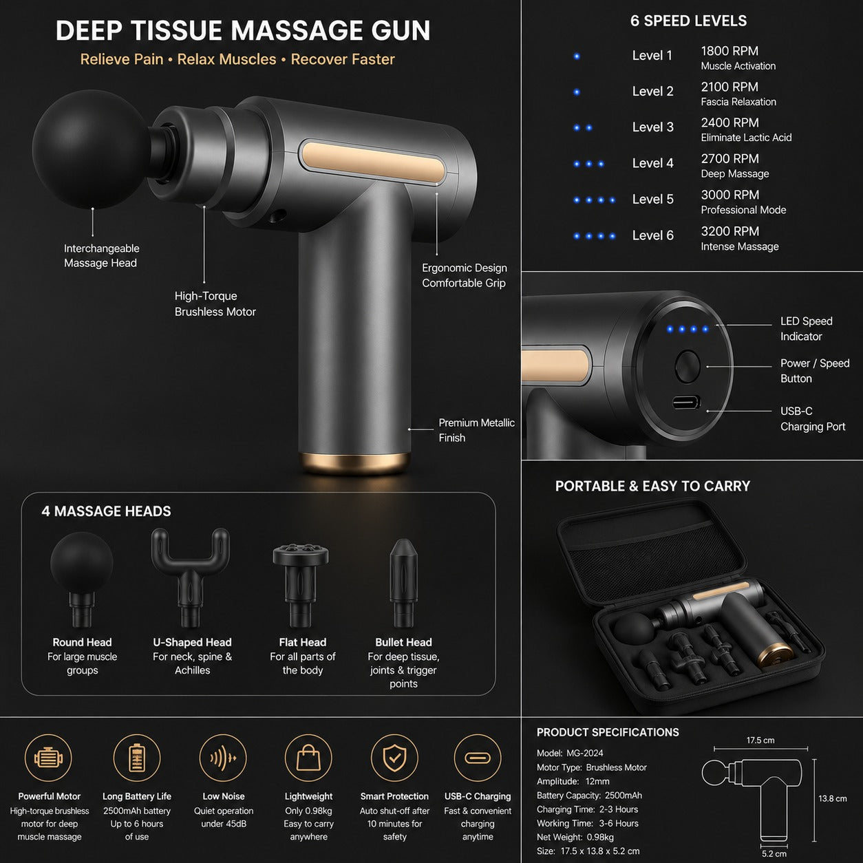 Portable Deep Tissue Massage Gun