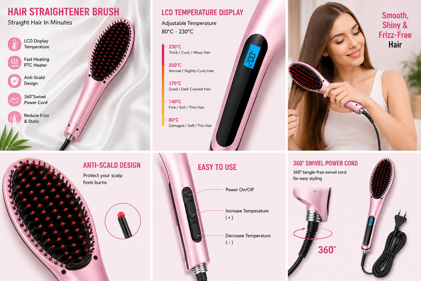 Electric Hair Straightener Brush
