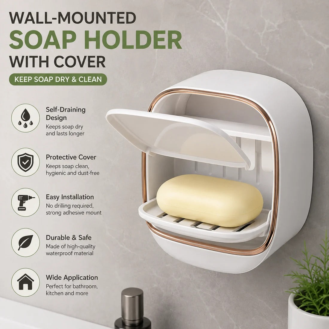 Wall-Mounted Self-Draining Soap Holder (random color)